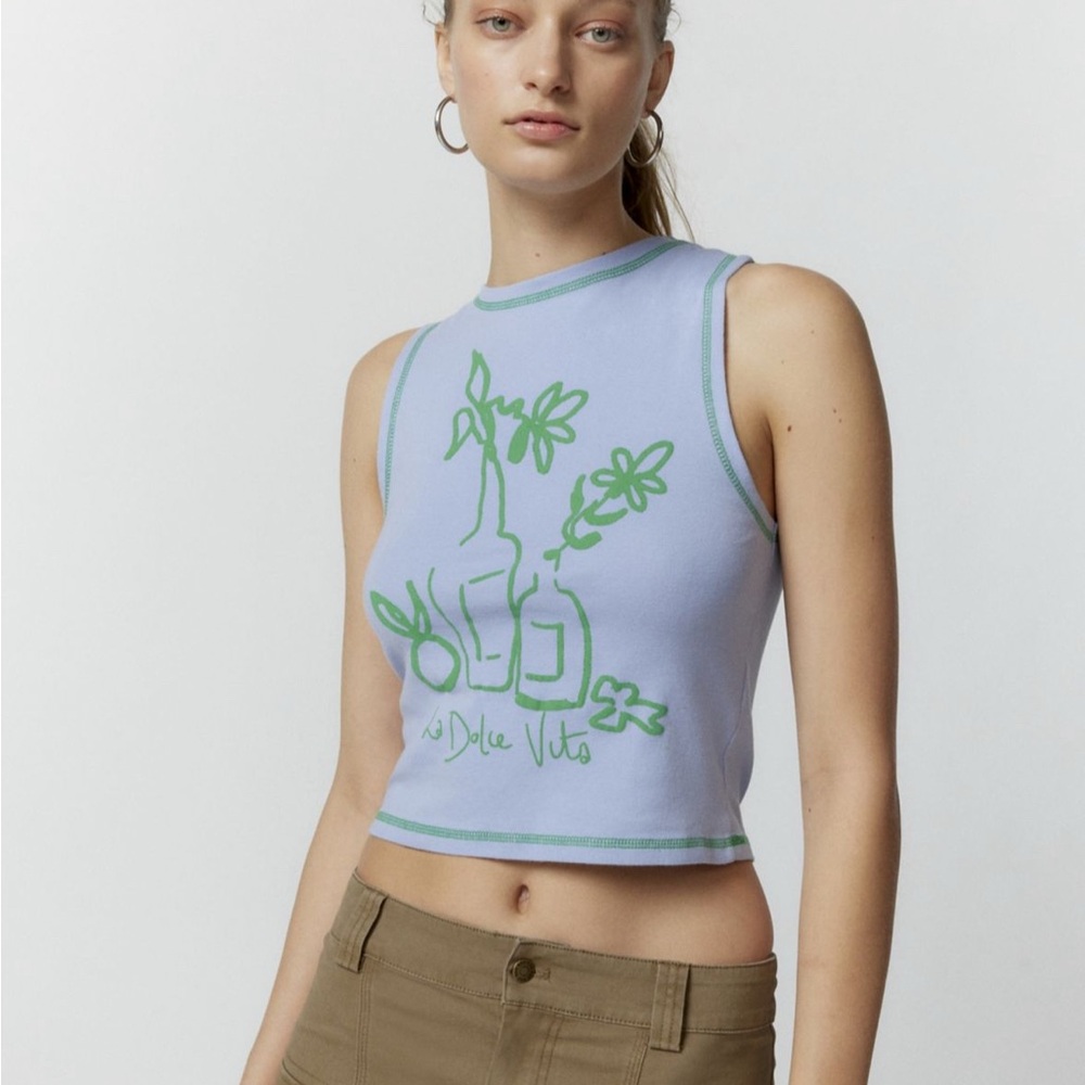 Urban Outfitters Purple Graphic Crop Tank Top
